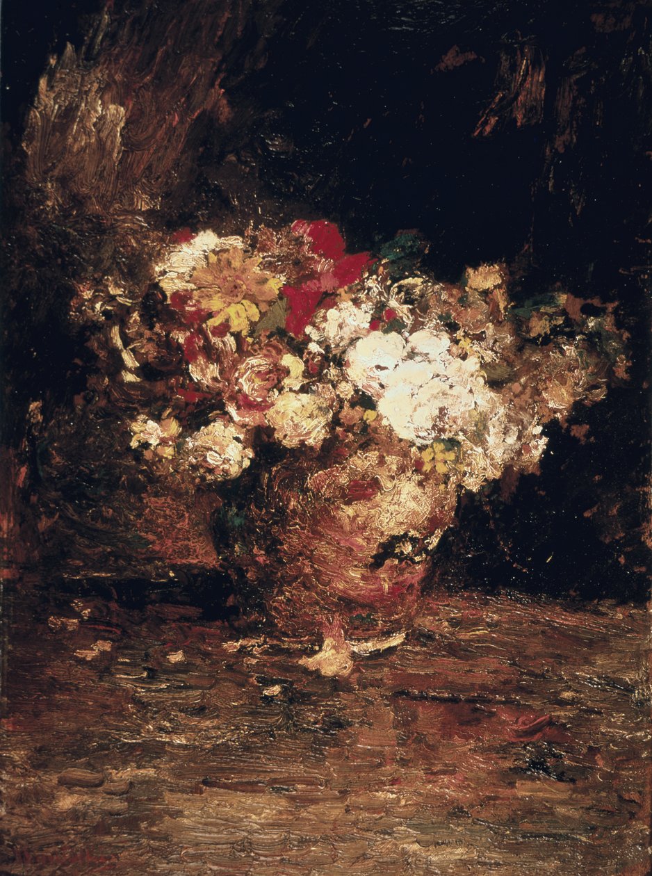 Vase med blomster, ca. 1880 (olie på panel) af Adolphe Joseph Thomas Monticelli
