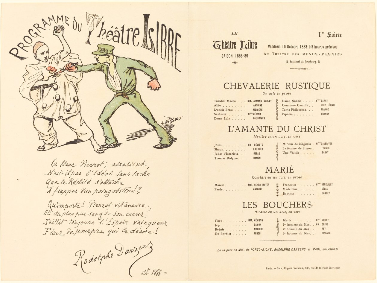 rustik ridderlighed; Kristi elsker; Gift; Slagterne af Adolphe Leon Willette