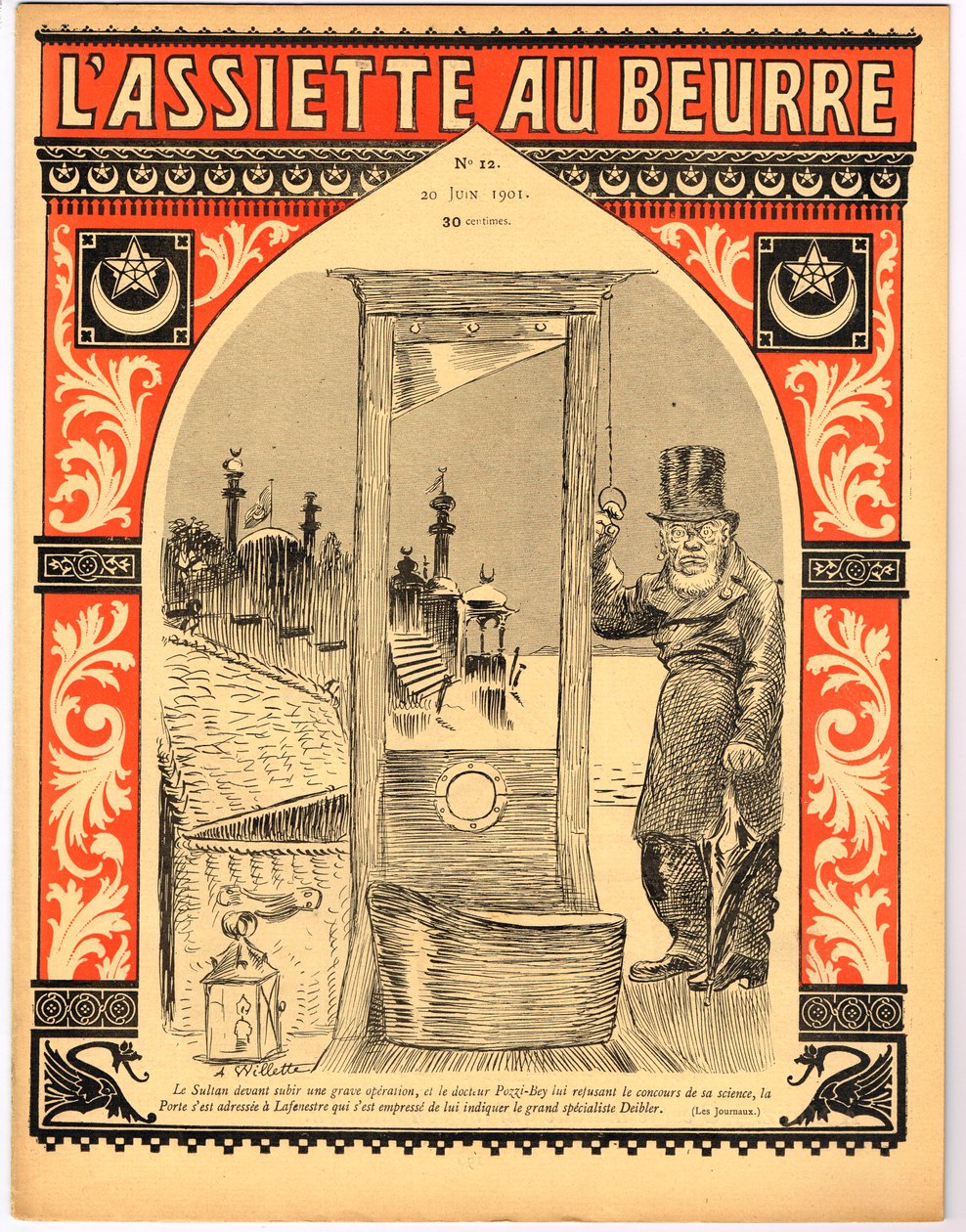 Cover af "" The Butter Dish "", satirisk i farver af Adolphe Leon Willette