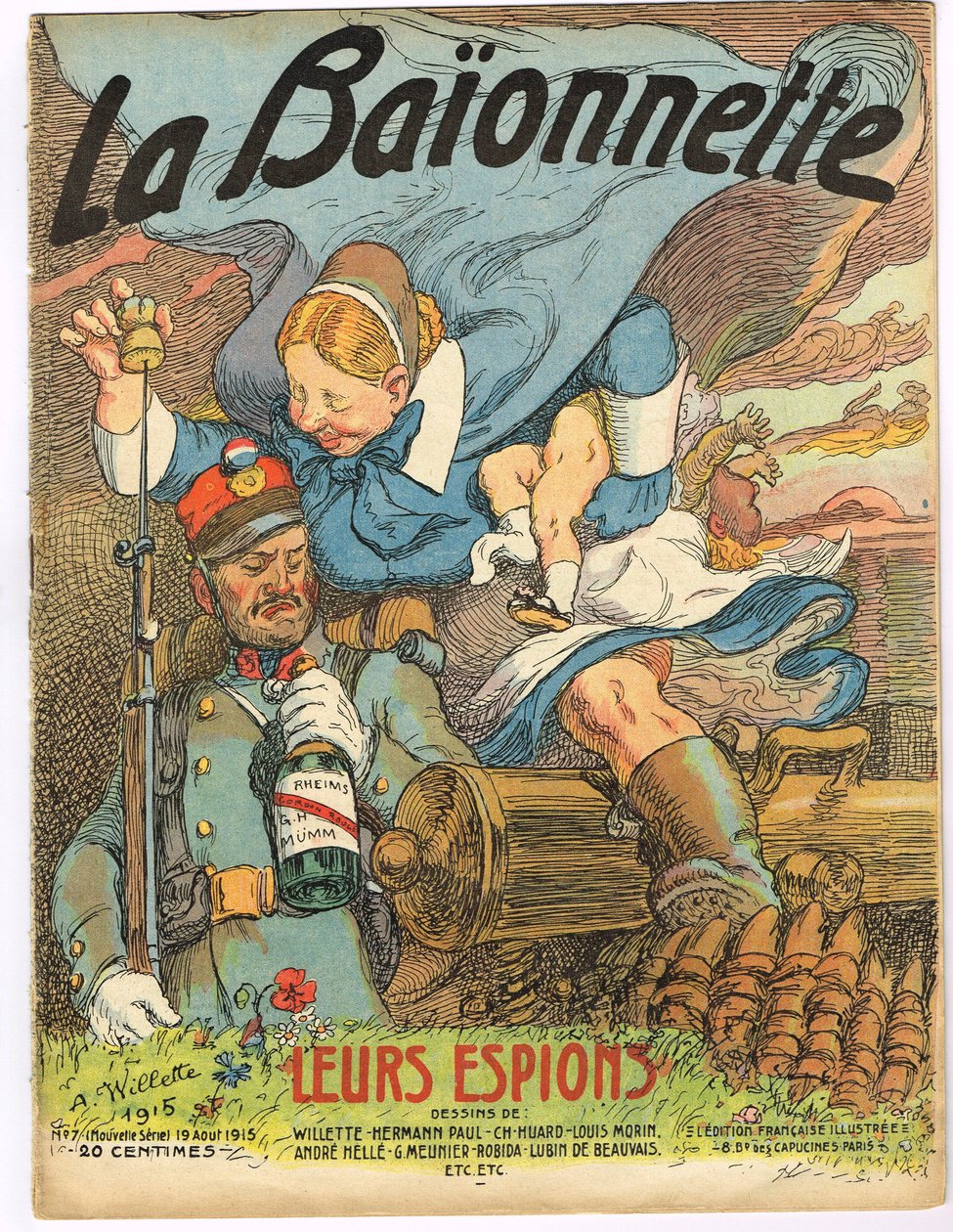 Cover af "" La Baionnette "", Satirique en Colours af Adolphe Leon Willette