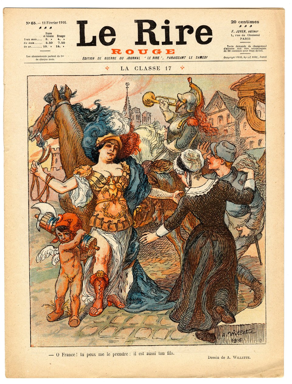 Cover af "" Den røde latter", Satirisk i farver af Adolphe Leon Willette