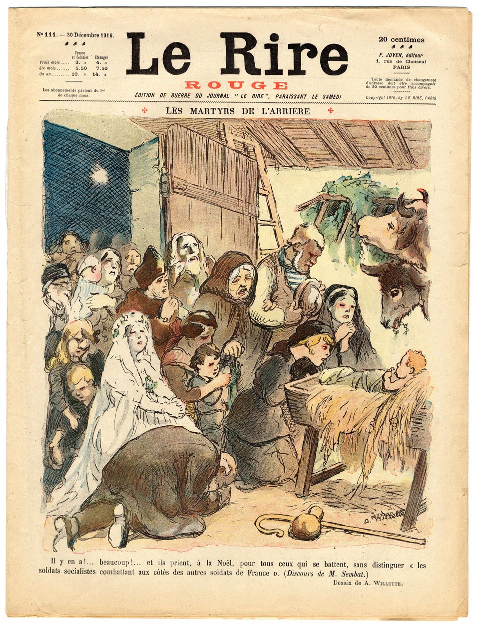 Cover af "" Den røde latter", Satirisk i farver af Adolphe Leon Willette