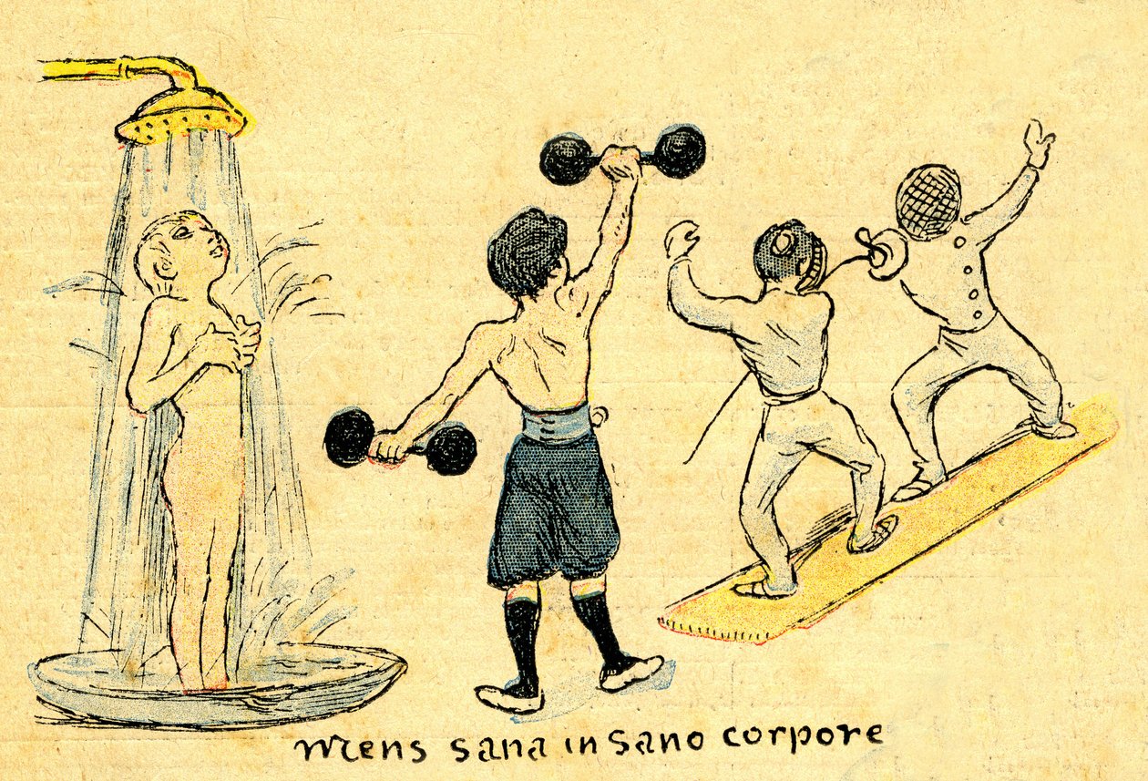 Hygiejne og sport. "Mens sana in sano corpore". Tegning af A. Wilette i det illustrerede tillæg til Depeche de Toulouse nr. 41, 12. oktober. af Adolphe Leon Willette