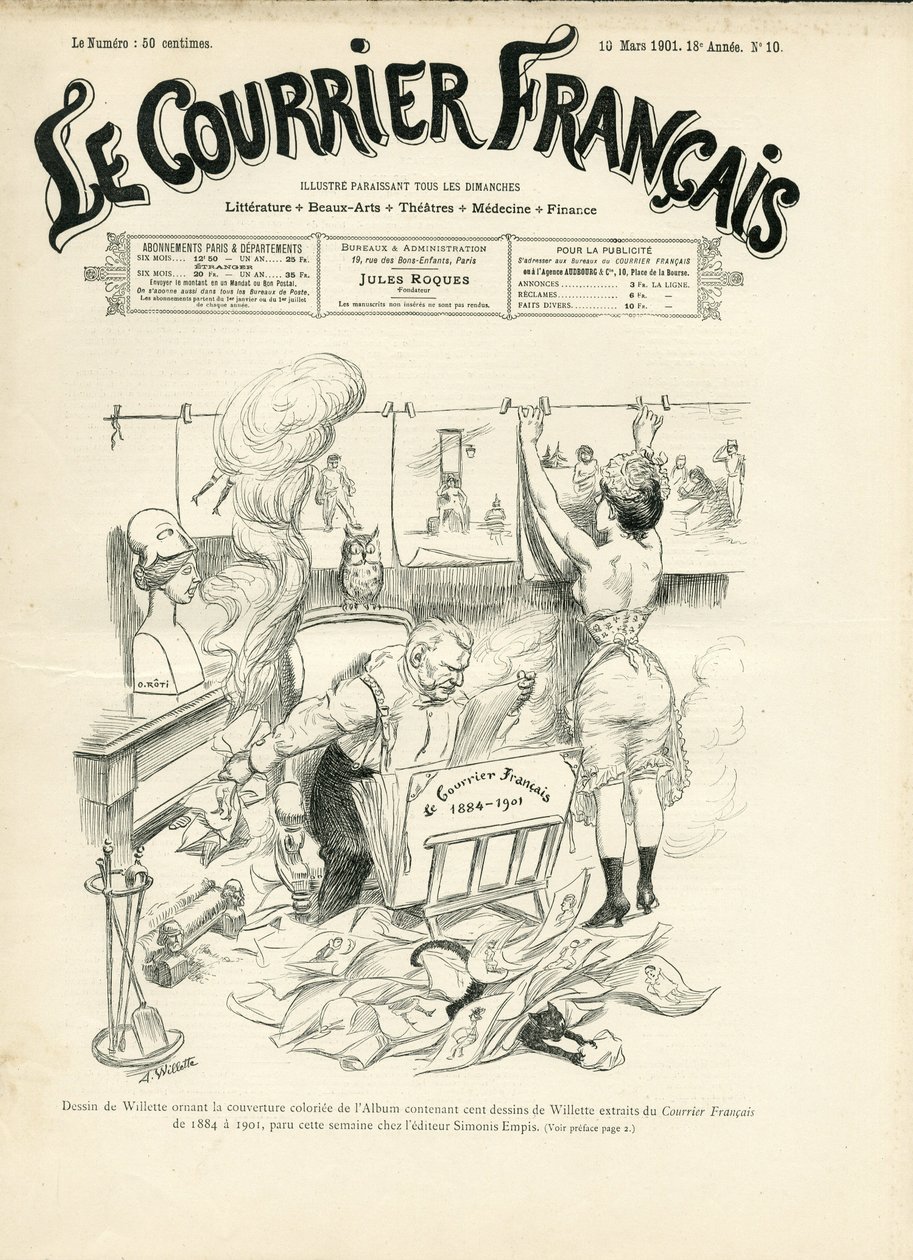 Illustration af Adolphe dit Willette (1857-1926) til forsiden af ​​Le Courrier francais af Adolphe Leon Willette