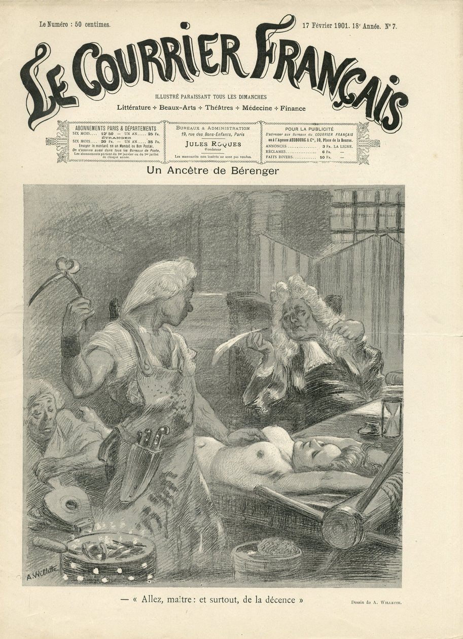 Illustration af Adolphe dit Willette (1857-1926) til forsiden af ​​Le Courrier francais af Adolphe Leon Willette