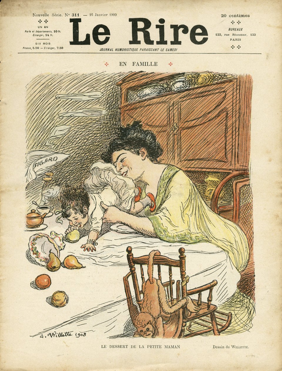Illustration af Adolphe dit Willette (1857-1926) til forsiden af Le Lire af Adolphe Leon Willette