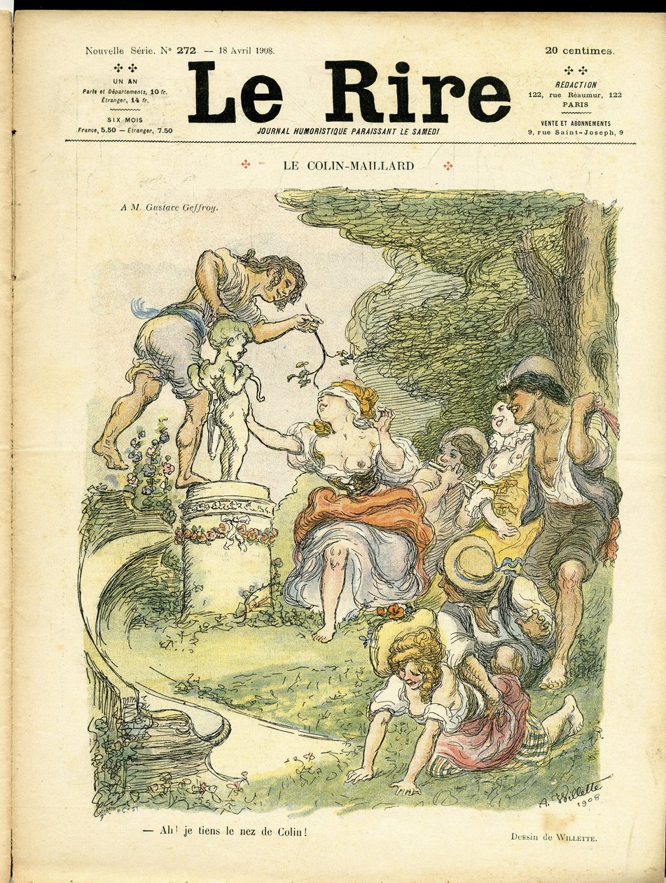Illustration af Adolphe dit Willette (1857-1926) til forsiden af Le Rire af Adolphe Leon Willette