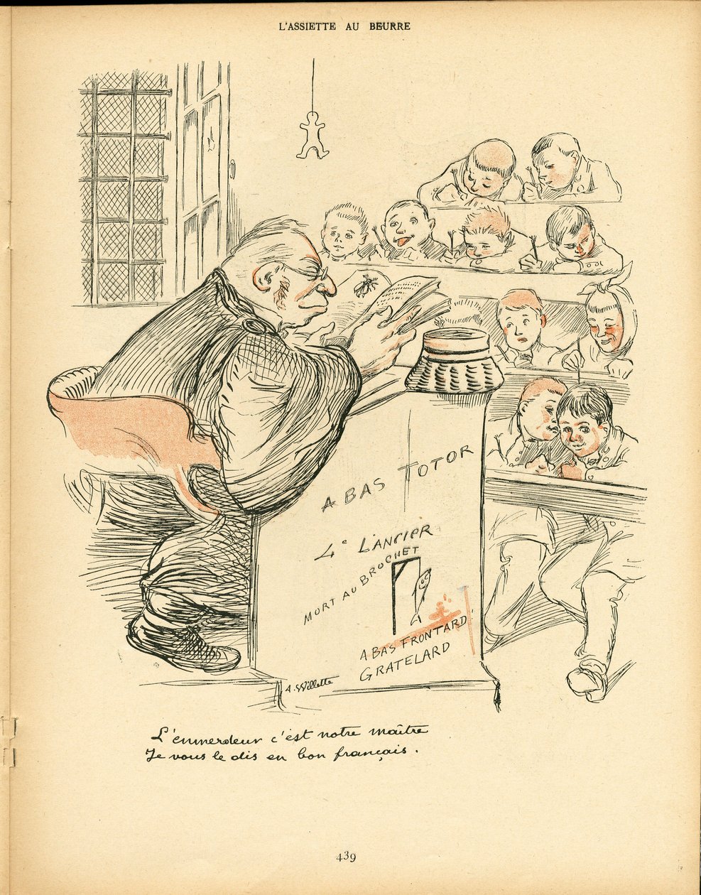 Smørtallerkenen, satirisk i farver af Adolphe Leon Willette
