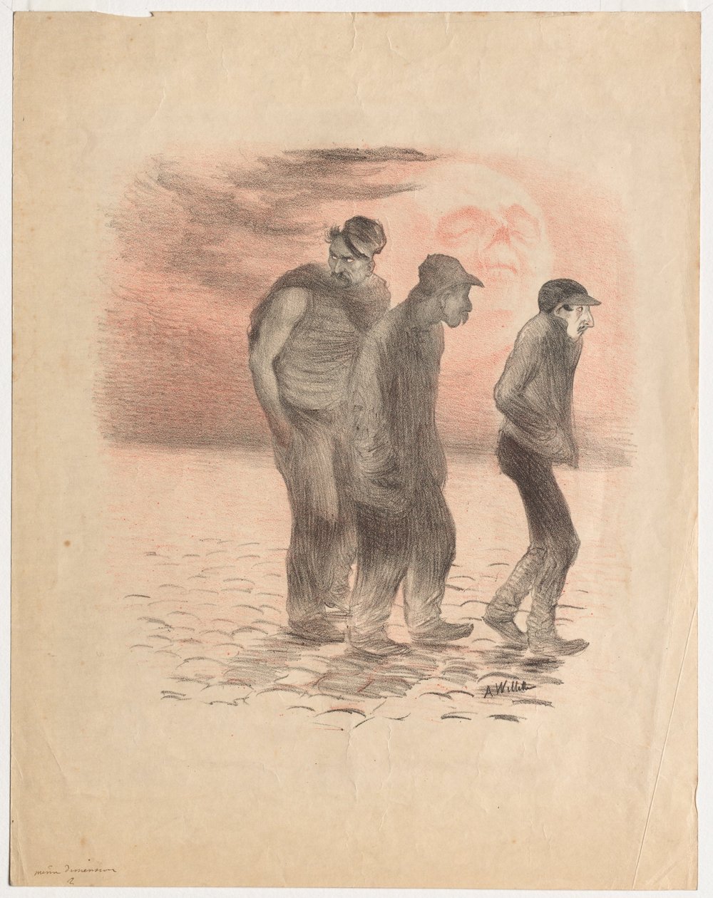 Paris Scenes and Murderers (litografi trykt i sort og rødt) af Adolphe Leon Willette