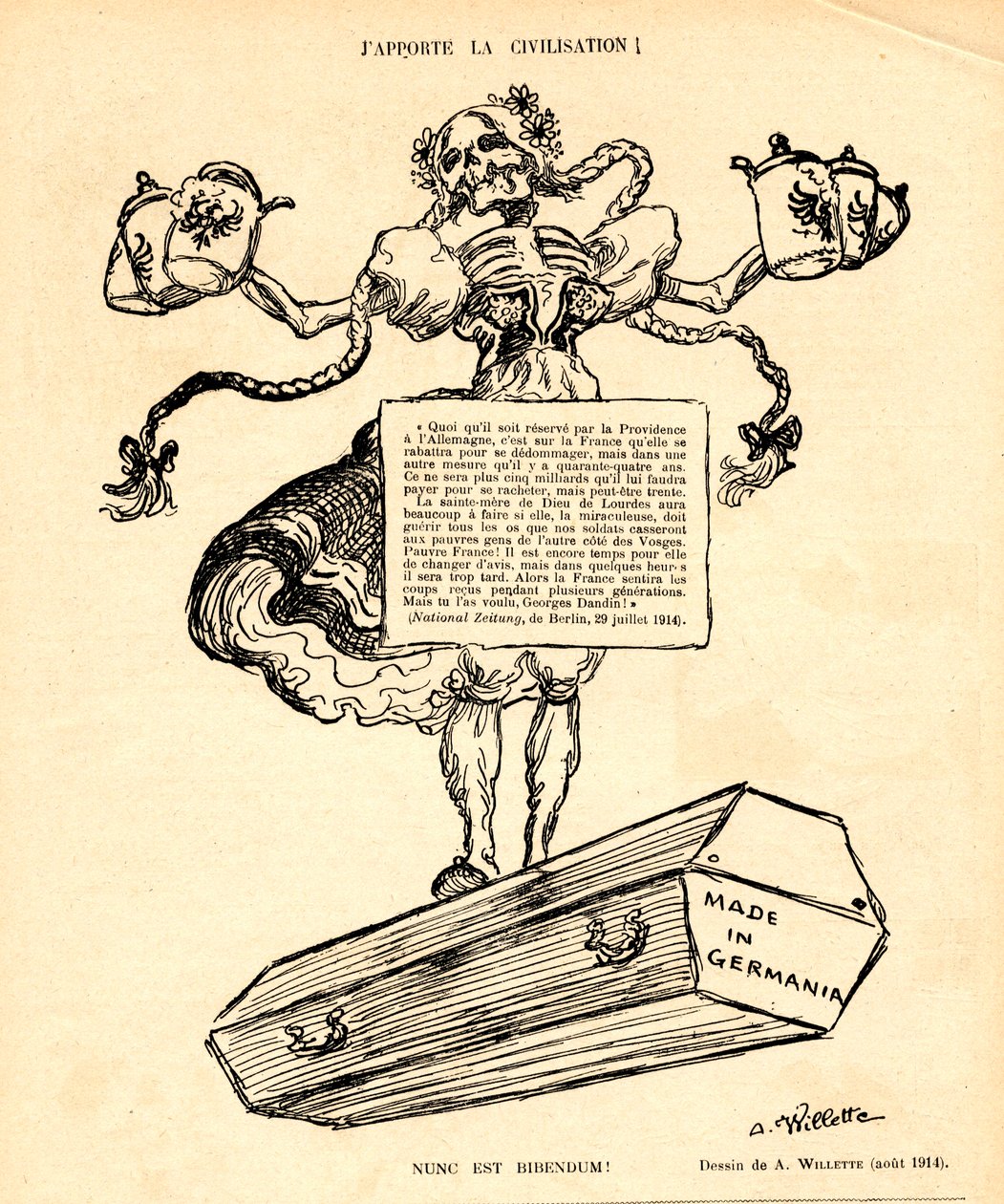 Den røde latter, satirisk i N & B af Adolphe Leon Willette