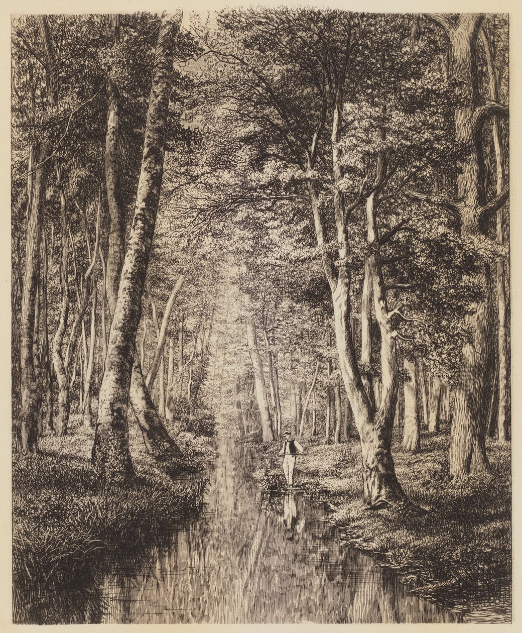 Flod under træ af Adolphe Martial Potemont
