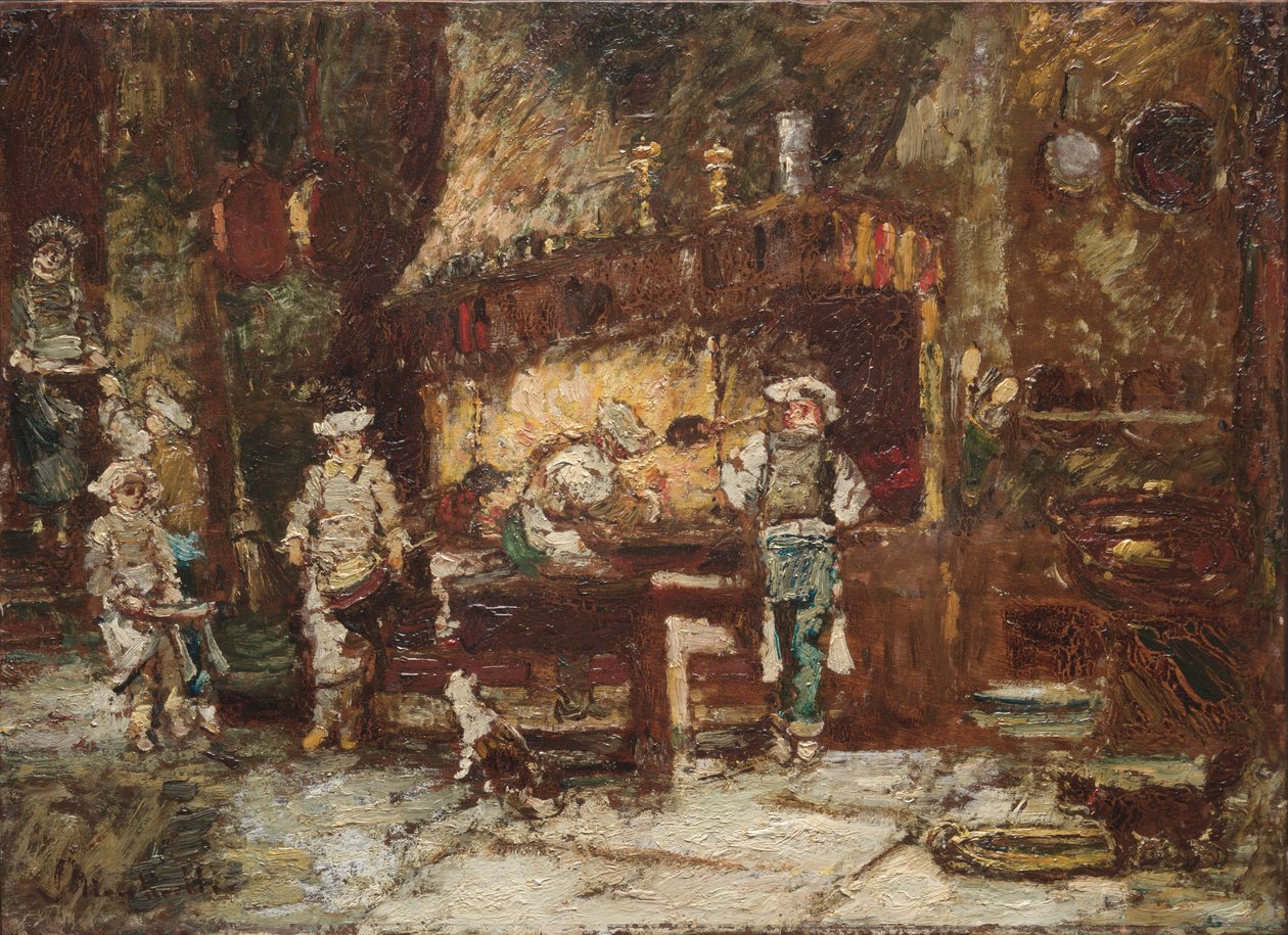 Køkkenet på Rôtisserie des Deux Paons af Adolphe Monticelli