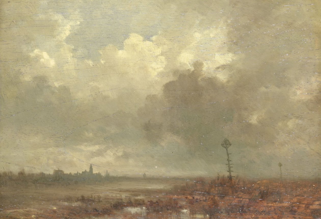 Udsigt over floden om natten af Adolphe Mouilleron