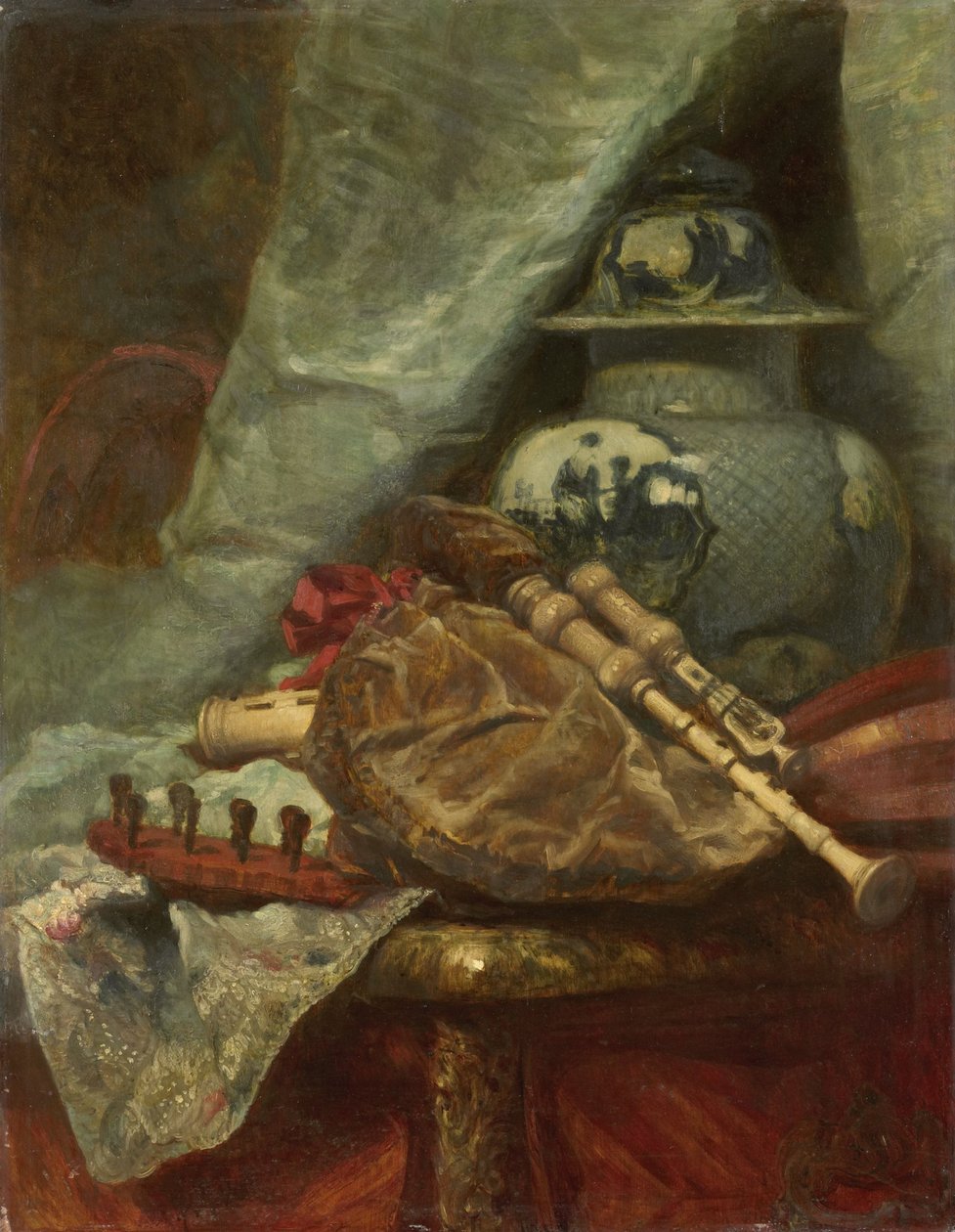 Stilleben med sækkepiber af Adolphe Mouilleron