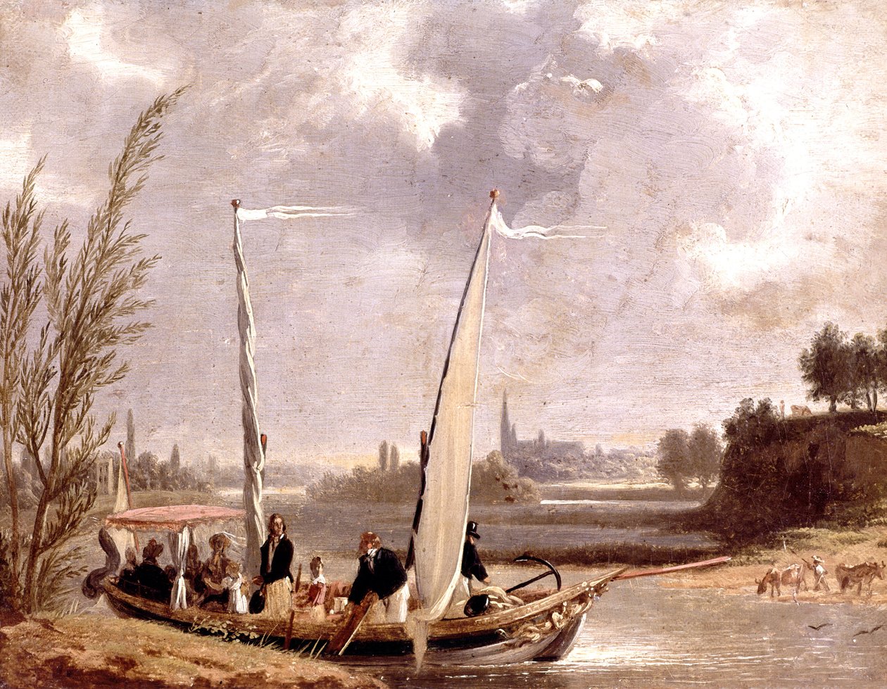 Louis-Philippe og hans familie i en båd ved Neuilly af Adolphe Roehn