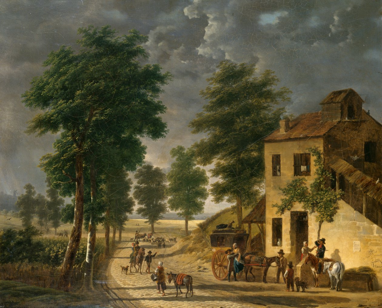 Coeur Volant Coaching Inn i Louveciennes, 1867 af Adolphe Roehn