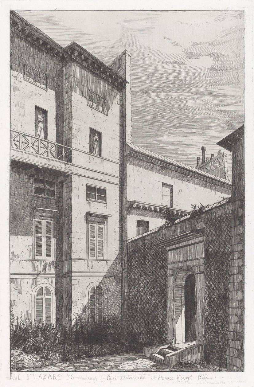Rue St. Lazare 56, Maison de Paul Delaroche og Horace Vernet af Adolphe Théodore Jules Martial Potémont