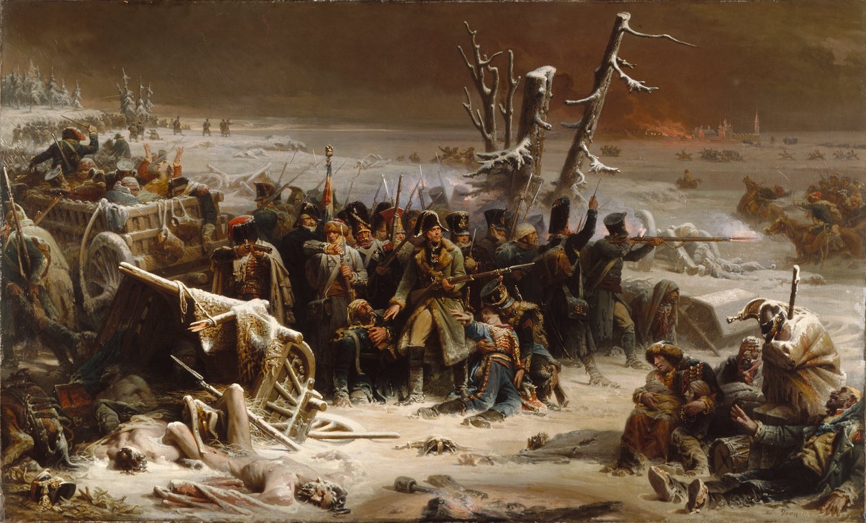 Marshal Ney støtter bagvagten under tilbagetoget fra Moskva af Adolphe Yvon