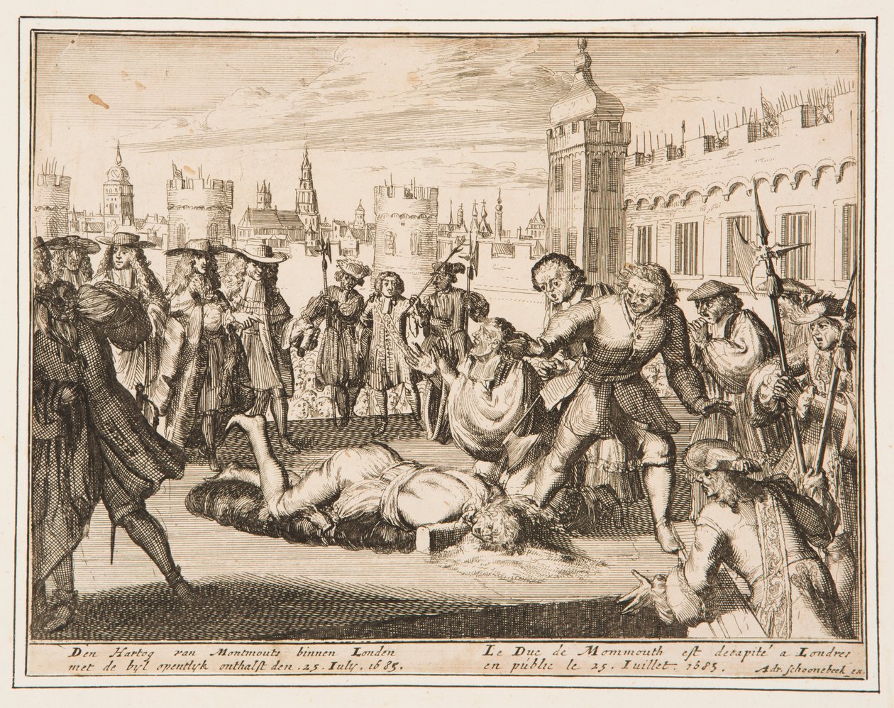 Henrettelsen af hertugen af Monmouth af Adriaan Schoonebeek