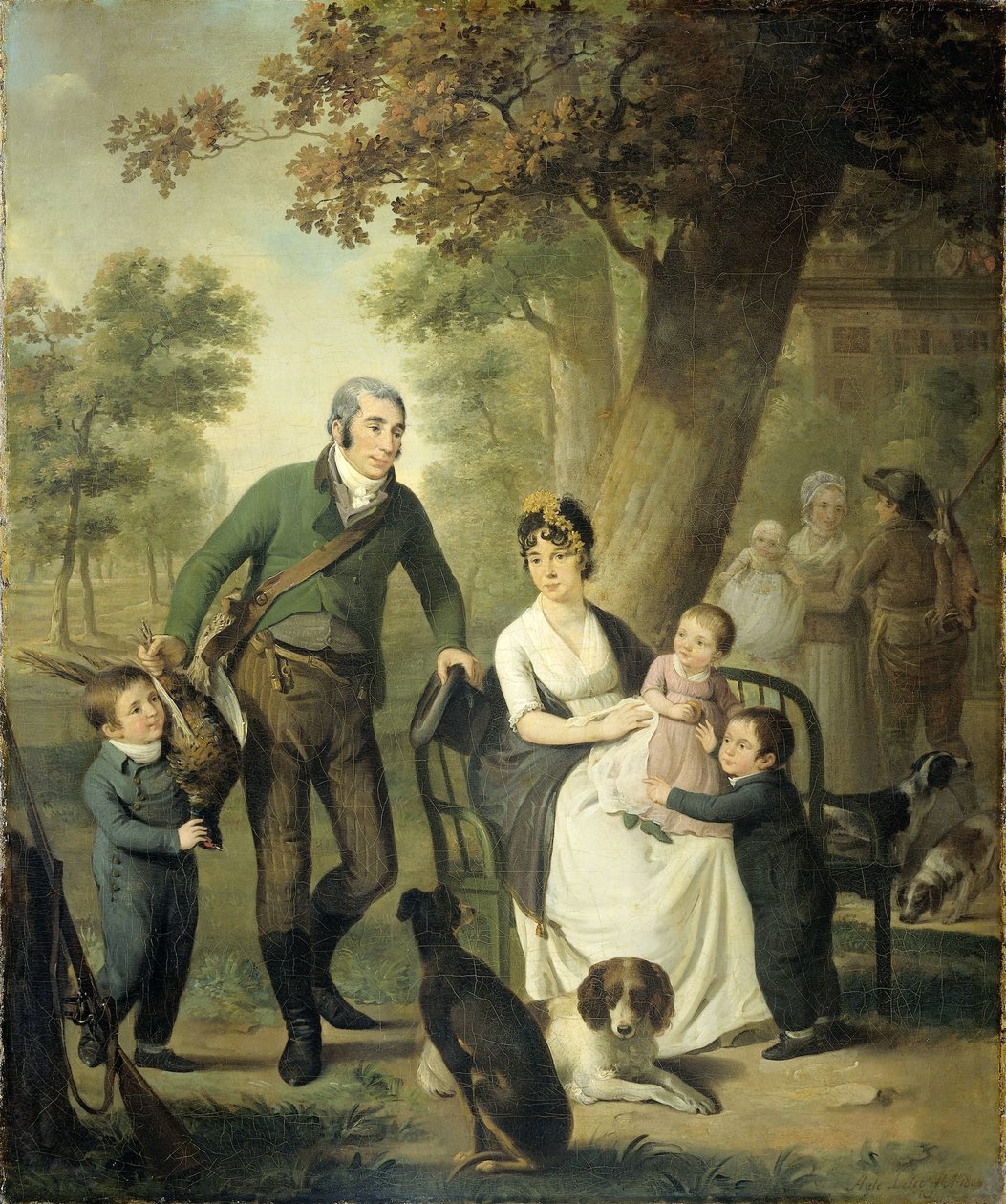 Jonkheer Gysbert Carel Rutger Reinier van Brienen van Ramerus (1771-1821), med sin kone og fire af deres børn af Adriaan de Lelie