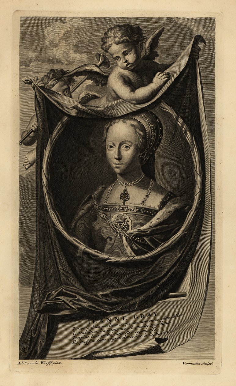 Lady Jane Gray (1537-1554) (gravering) af Adriaan van der (after) Werff