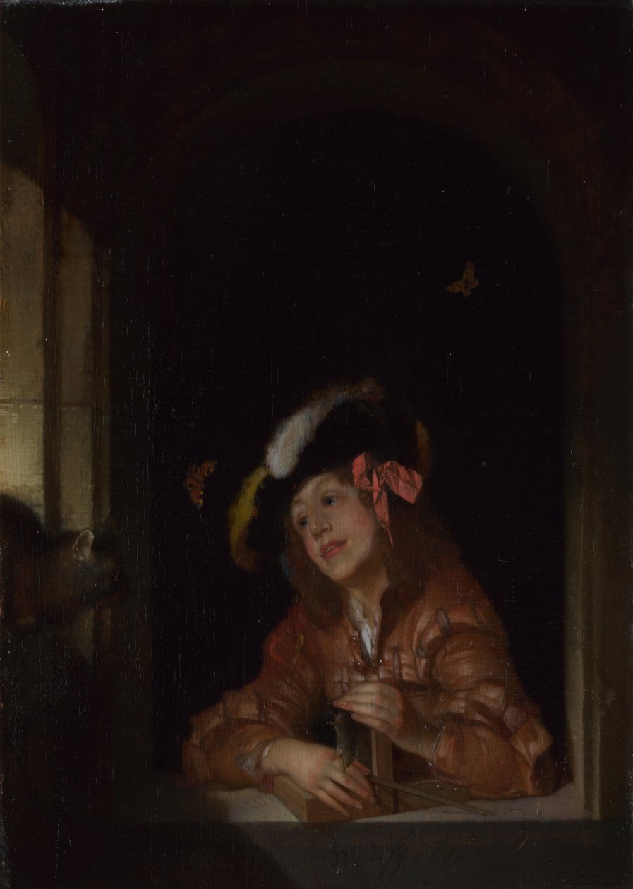En dreng med en musefælde, 1678 af Adriaan van der Werff