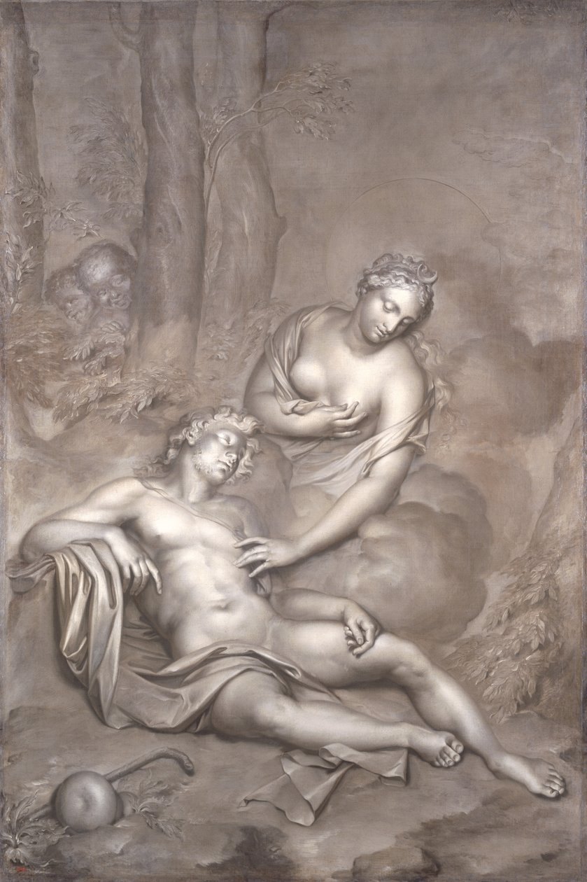 Luna (Diana) besøger den sovende Endymion, 1696 af Adriaan van der Werff
