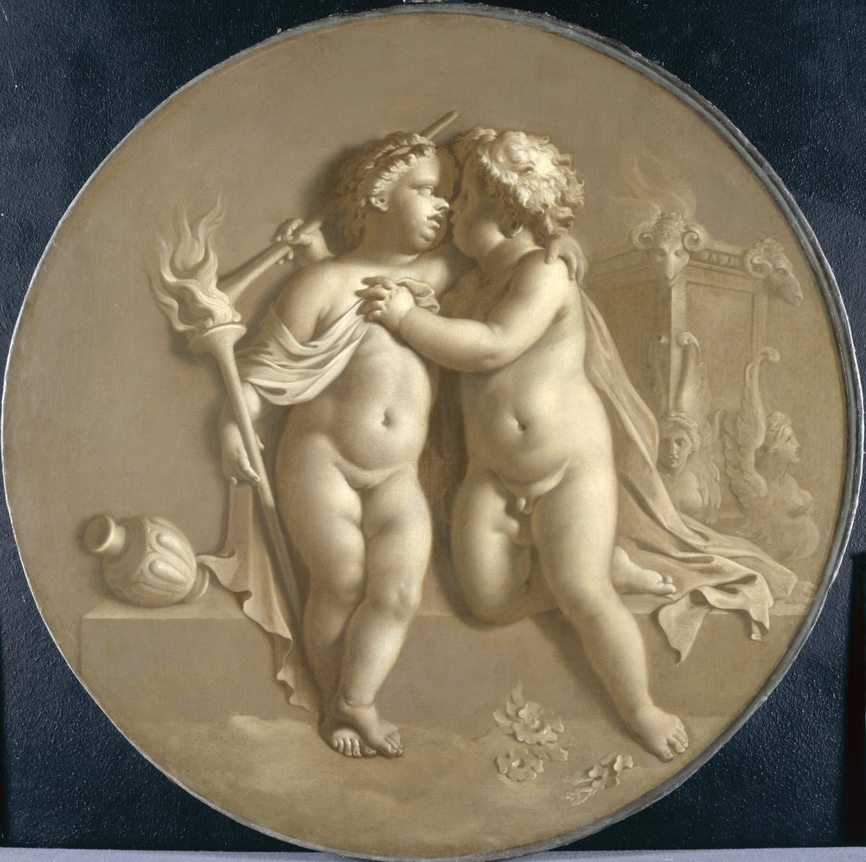 To Putti med Kærlighedsflammer Allegory of Love, 1696 af Adriaan van der Werff