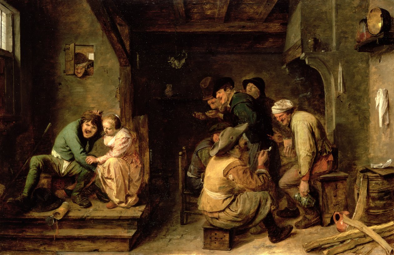 Tavern Scene, ca. 1635 (olie på eg) af Adriaen Brouwer