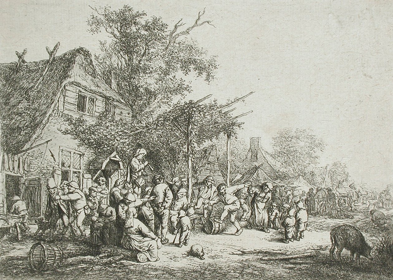 Landsbyfestival under espalierne af Adriaen Jansz. van Ostade