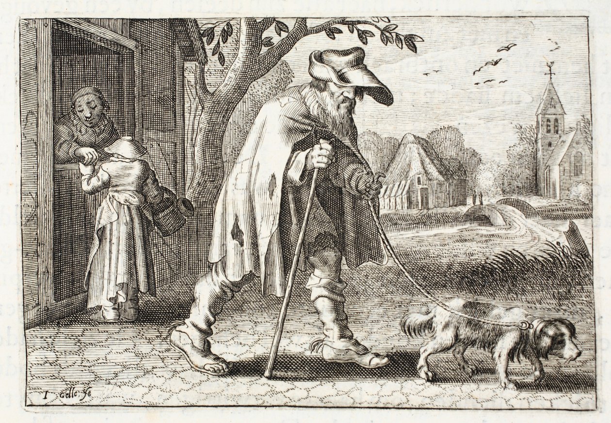 Den blinde mand, illustration fra "Emblemata of Zinne-werk" af Johannes de Brune (1589-1658), Jan Jacobs Schipper, Amsterdam, 1661 af Adriaen Pietersz van de Venne
