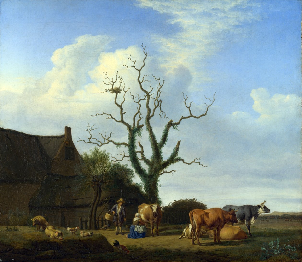 En gård med et dødt træ af Adriaen van de Velde