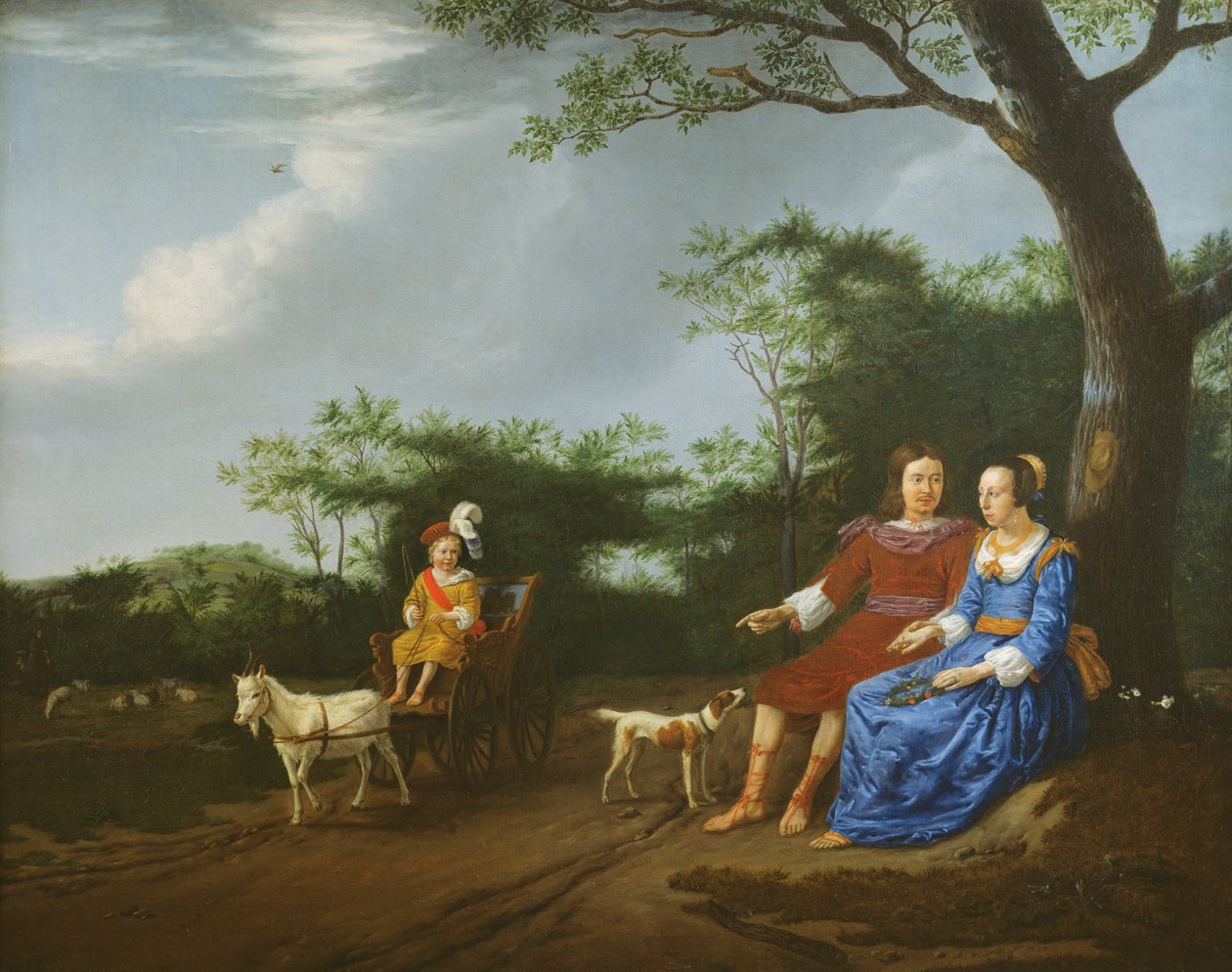 En familiegruppe i et landskab, 1655 af Adriaen van de Velde