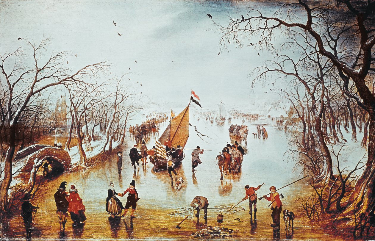 Vinterscene (panel) af Adriaen van de Venne