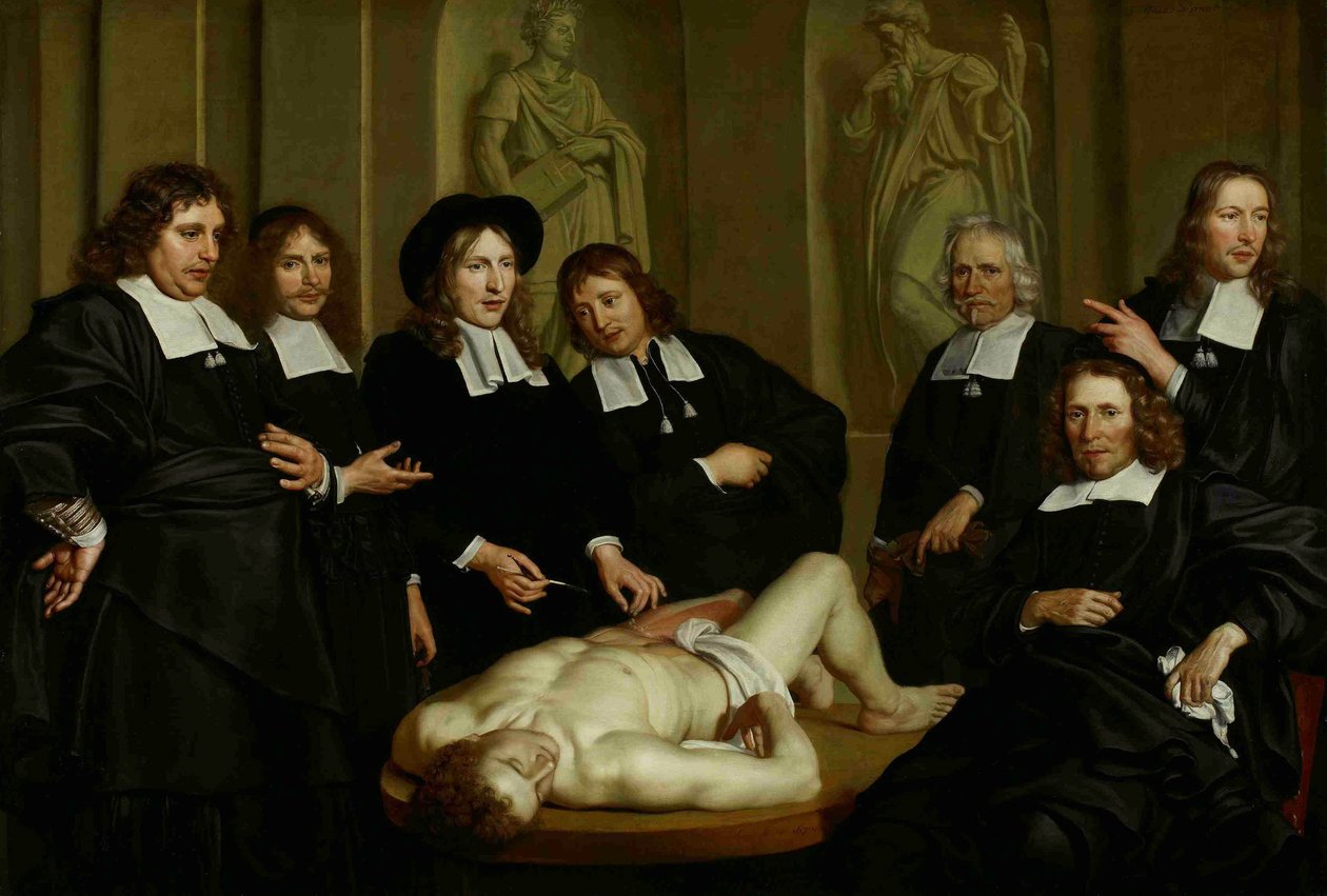 Dr. Frederik Ruyschs anatomi-lektion, 1670 af Adriaen Backer