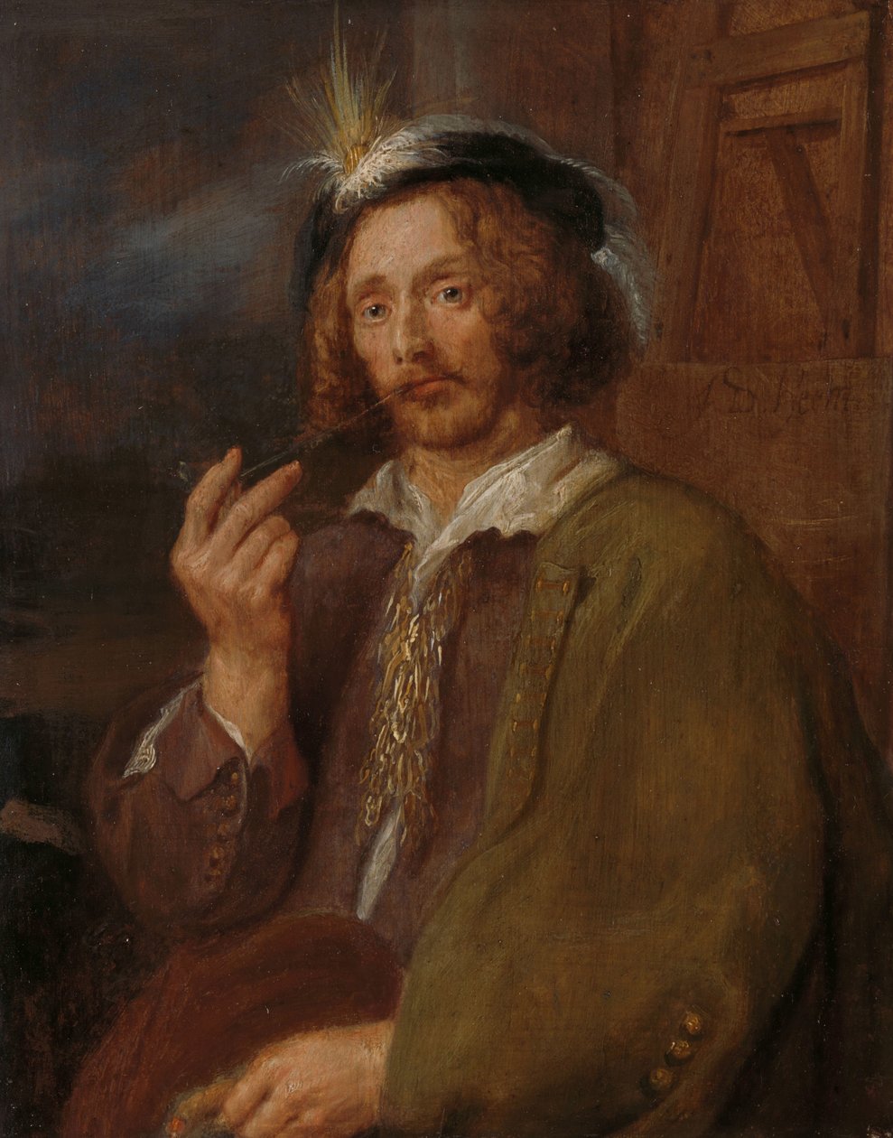 En maler, der ryger pibe af Adriaen Brouwer (follower of)