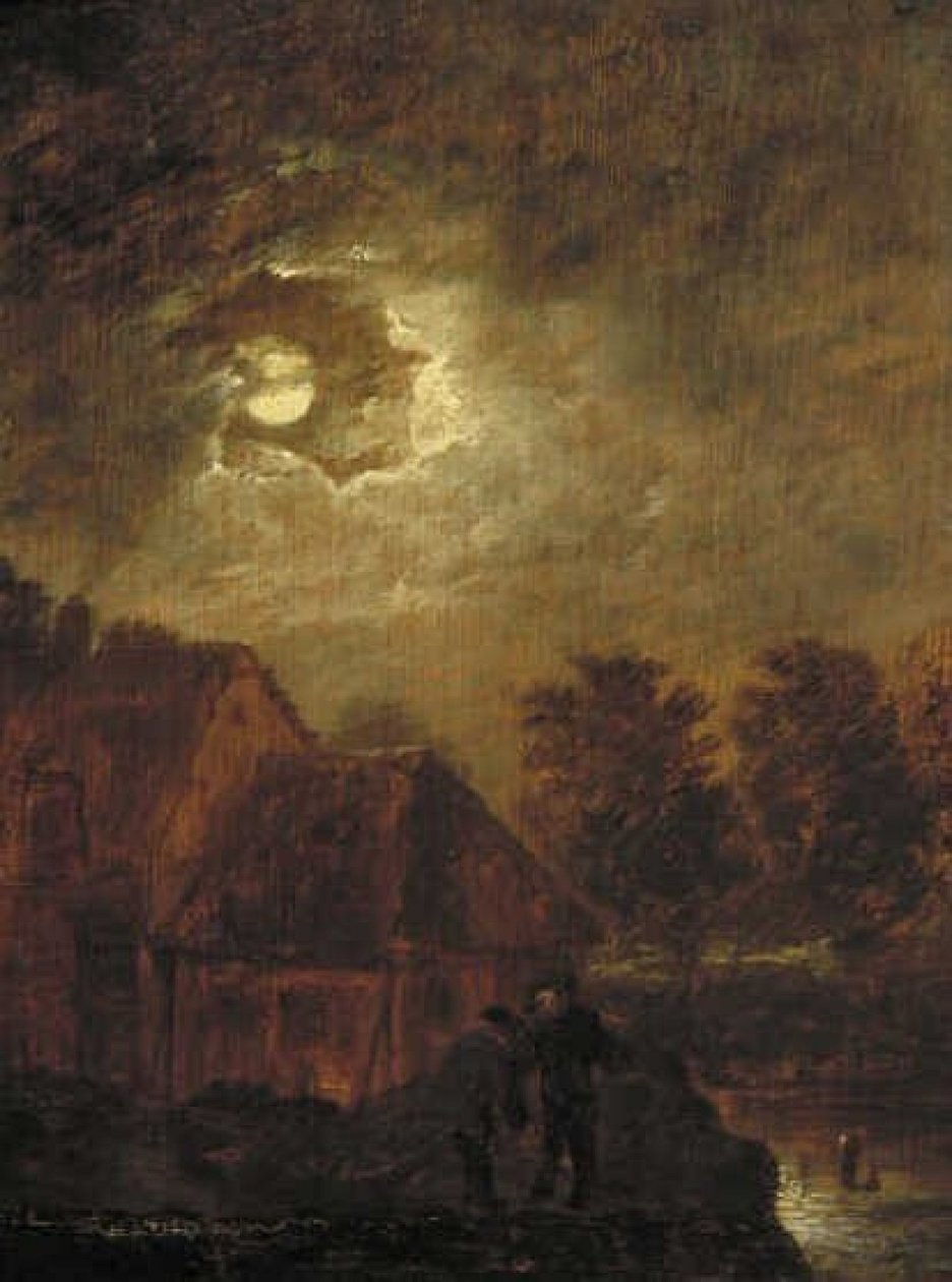 Gård ved måneskin af Adriaen Brouwer