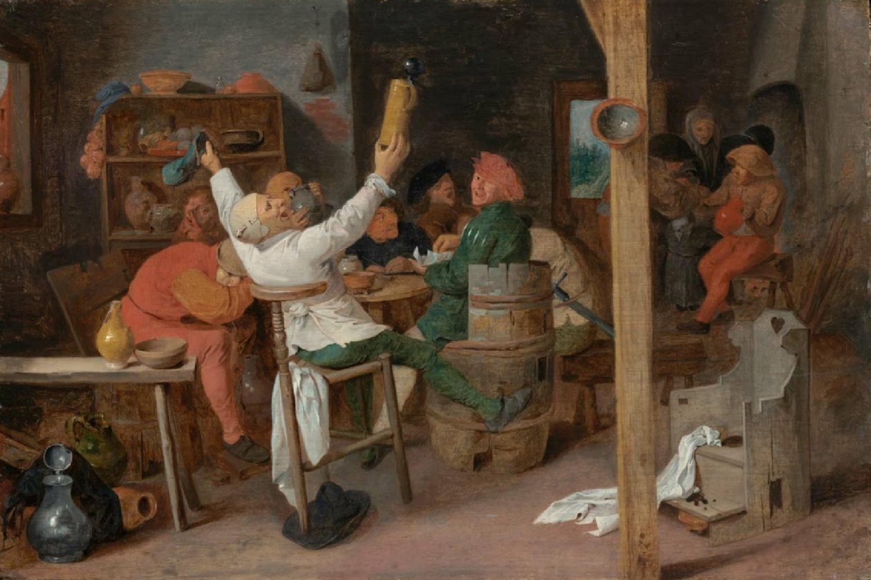 Bønder, der hygger sig på et værtshus af Adriaen Brouwer