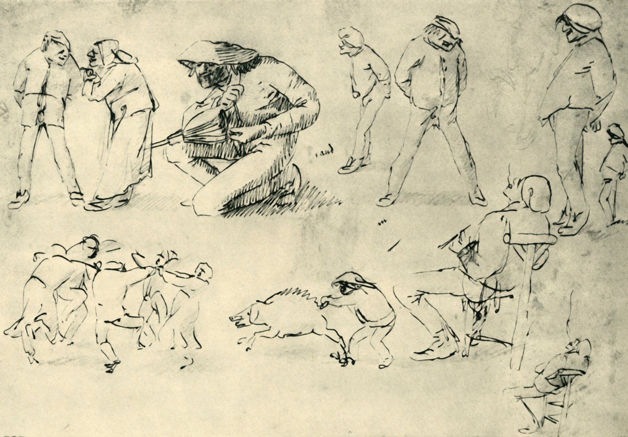 Studier af figurer, begyndelsen af det 17. århundrede, 1943. af Adriaen Brouwer