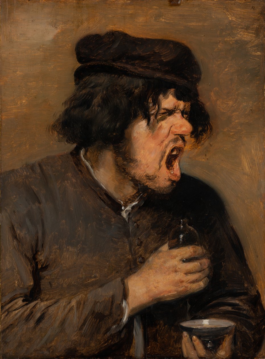 The Bitter Potion, ca. 1636-38 (olie på eg) af Adriaen Brouwer
