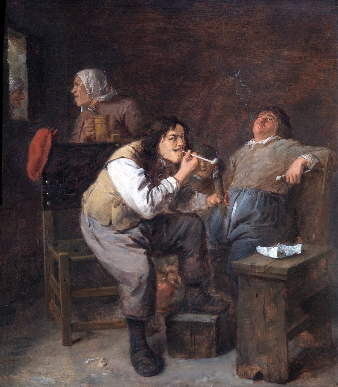 The Smokers, ca. 1635-38 (olie på egetræspanel) af Adriaen Brouwer