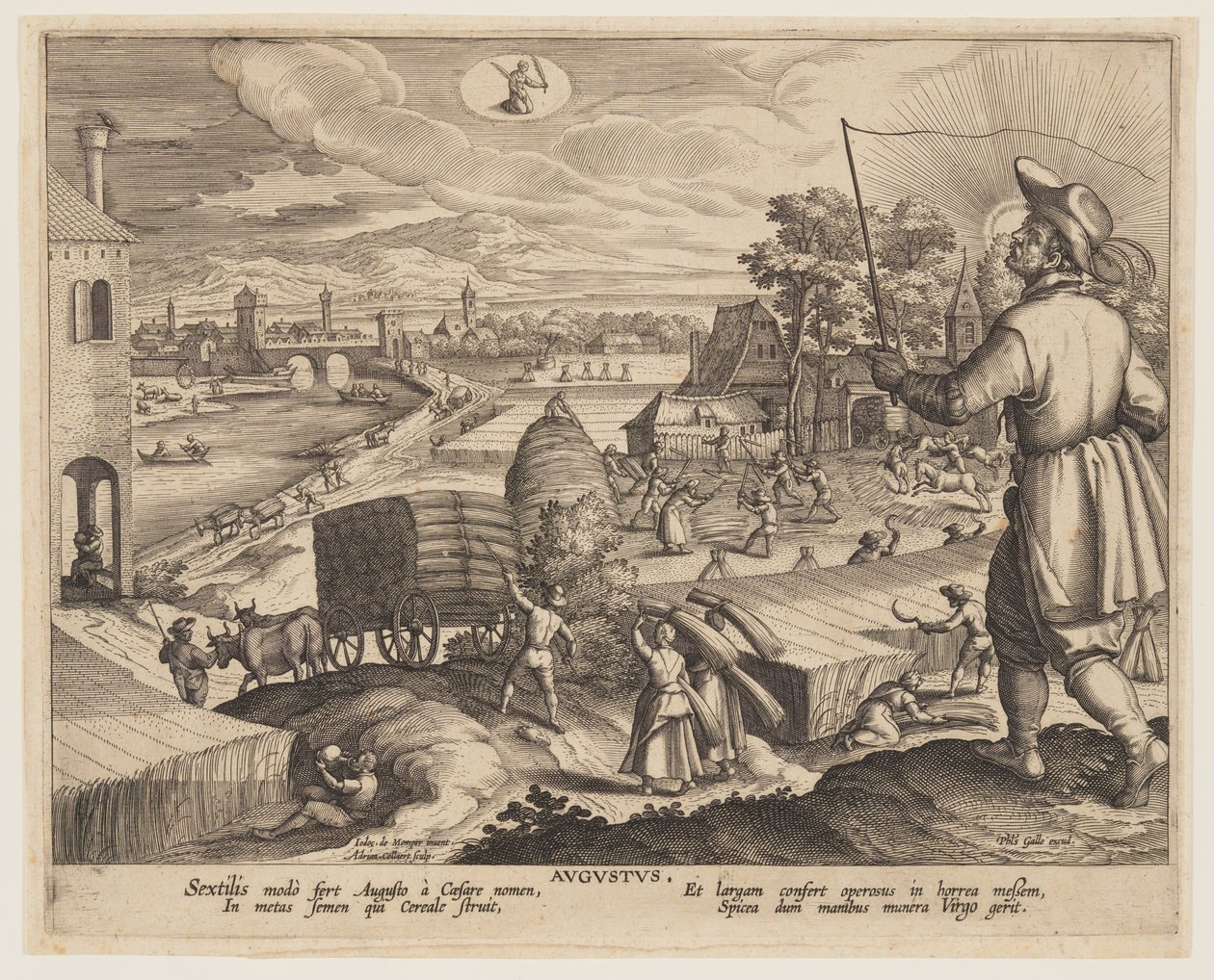 August, fra tolv måneder af Adriaen Collaert