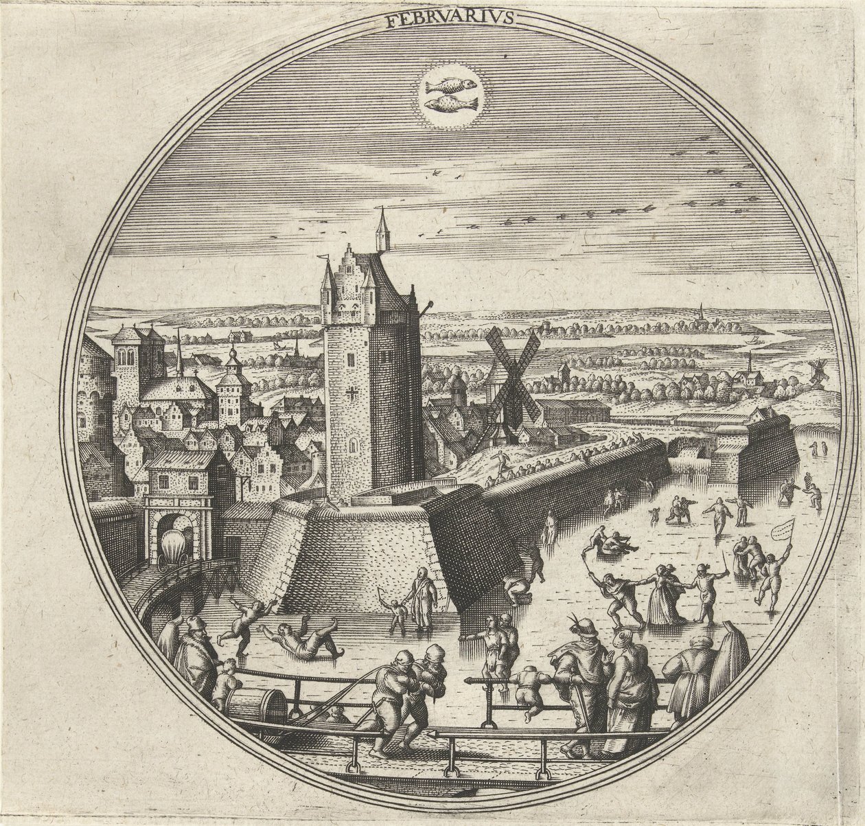 februar Febrvarivs (titel på objekt) De tolv måneder (serietitel) af Adriaen Collaert