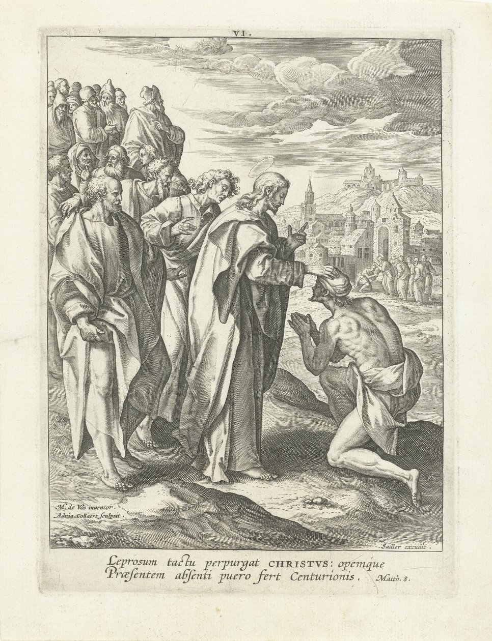 Helbredelse af en spedalsk Life of Christ (serietitel) Vita I. Christi (serietitel) af Adriaen Collaert