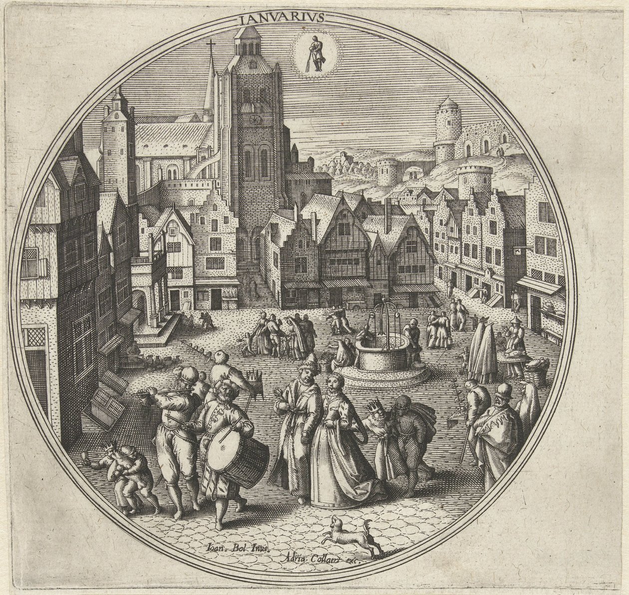 januar Ianvarivs (titel på objekt) De tolv måneder (serietitel) af Adriaen Collaert