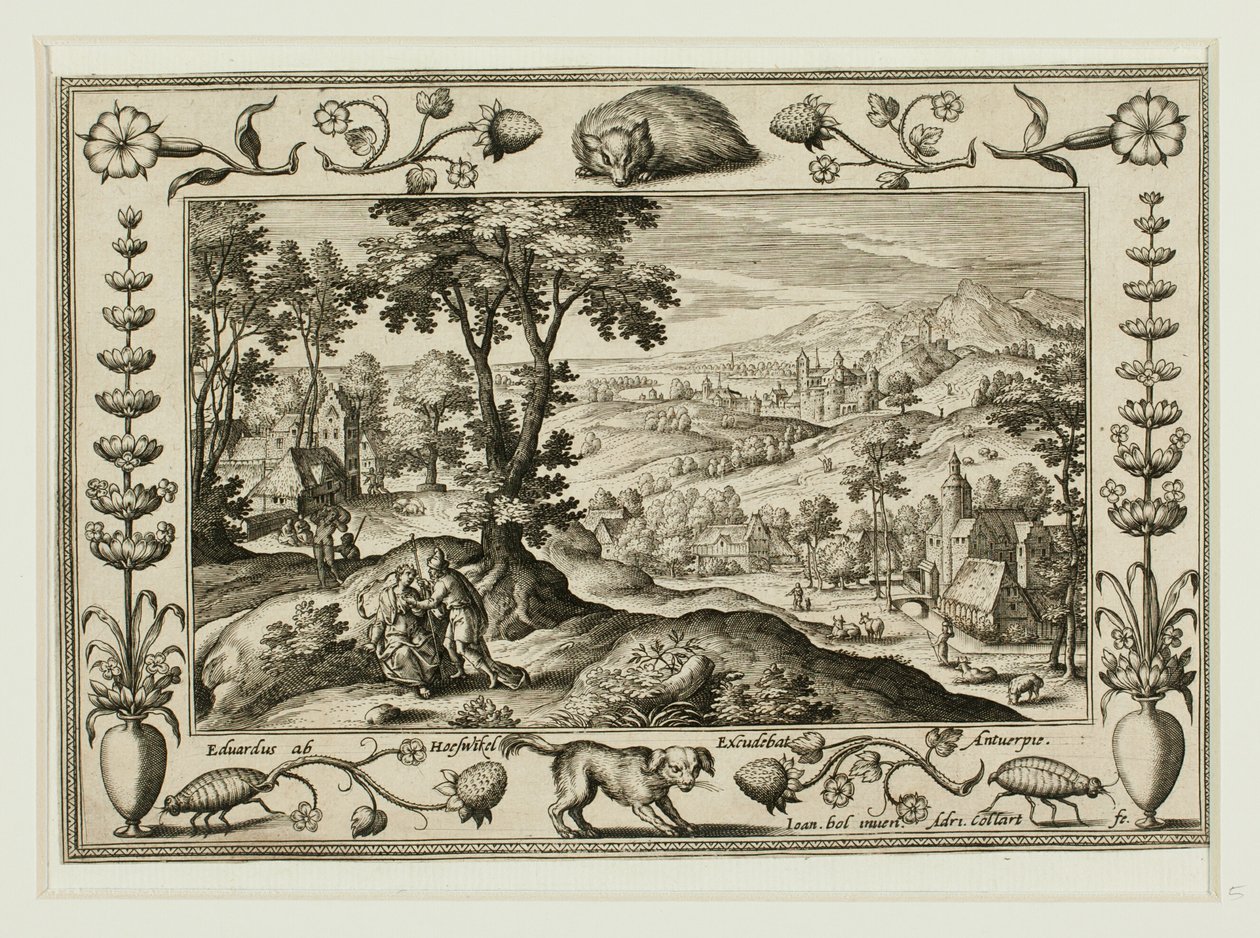 Juda og Tamar, fra Landskaber med scener fra Det Gamle og Det Nye Testamente og Jagtscener af Adriaen Collaert
