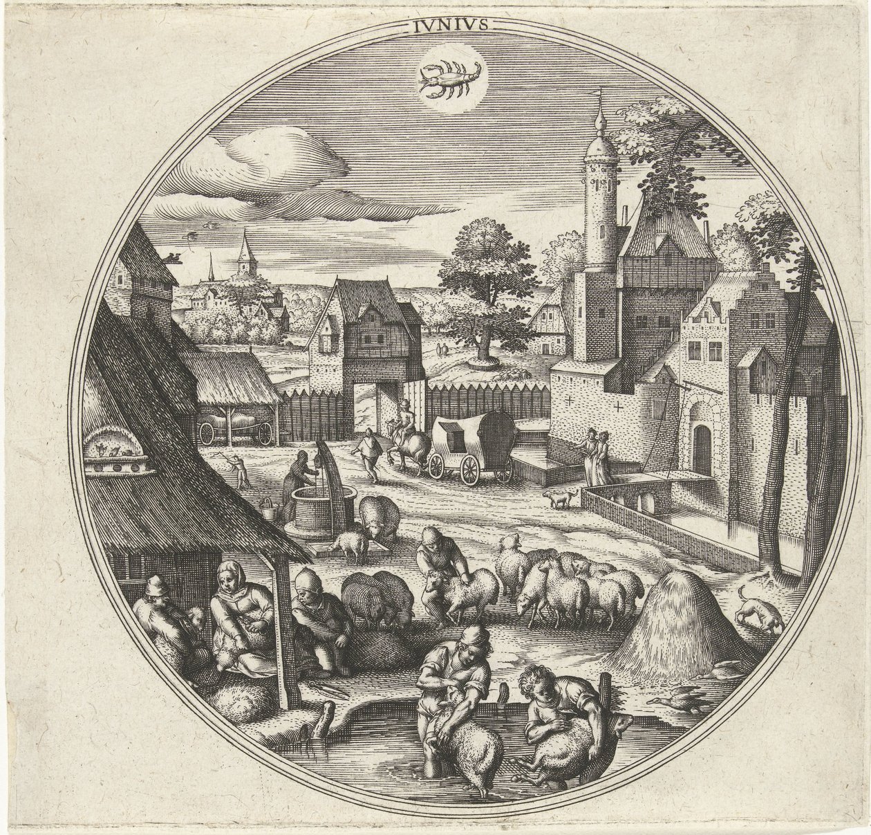juni Jvnivs (titel på objekt) De tolv måneder (serietitel) af Adriaen Collaert
