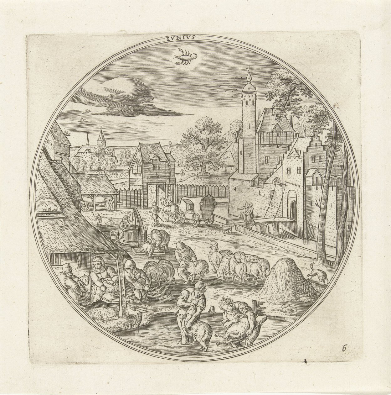 juni Jvnivs (titel på objekt) De tolv måneder (serietitel) af Adriaen Collaert