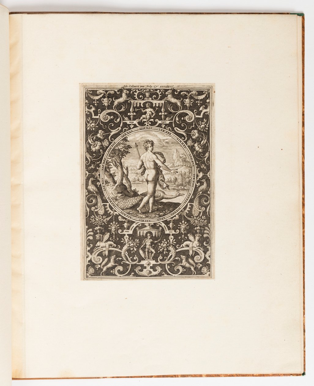 Juno, tallerken fra en suite med 6 ornamentale designs med Judgment of Paris af Adriaen Collaert