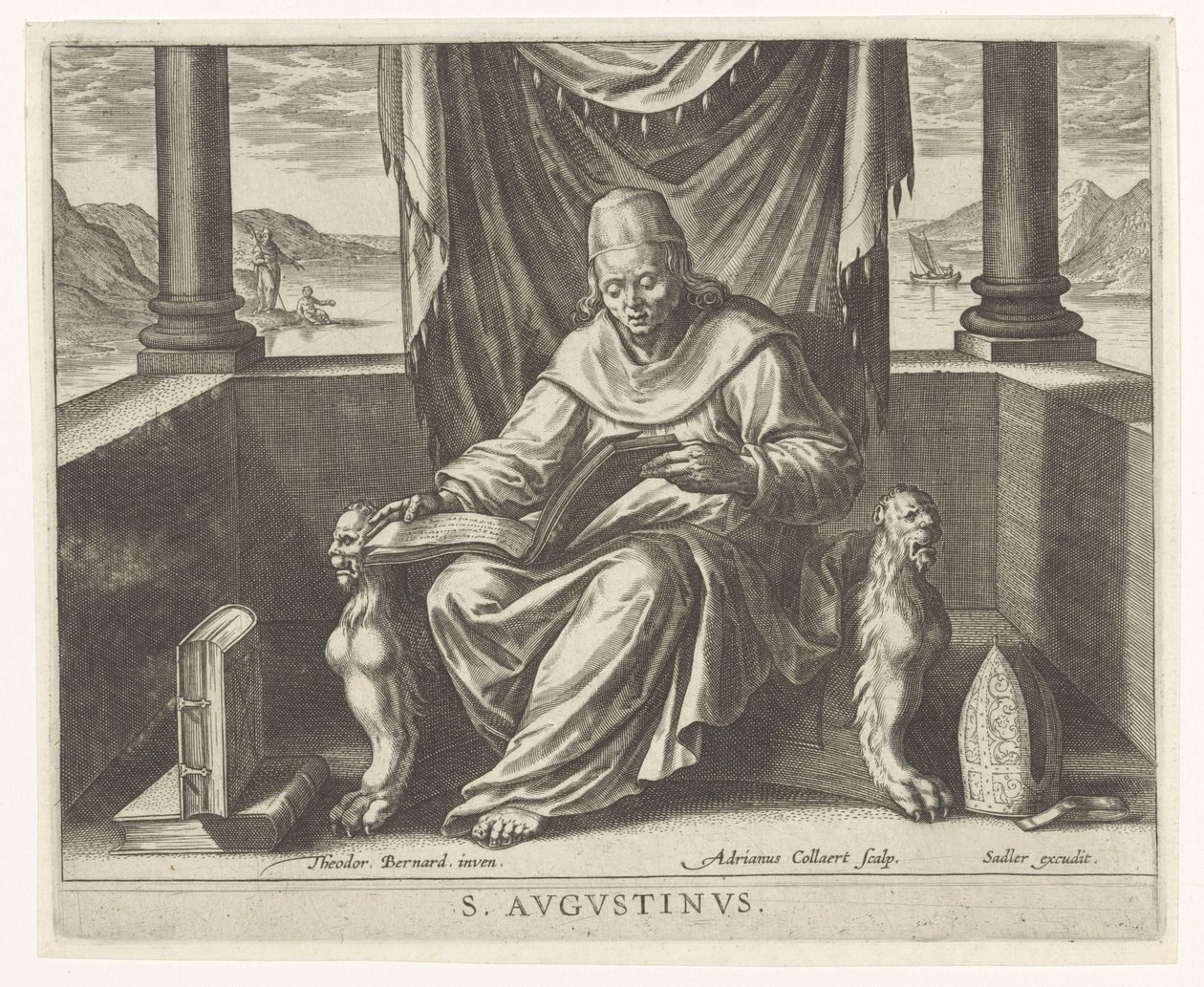 Kirkefader Augustin De fire kirkefædre (serietitel) af Adriaen Collaert